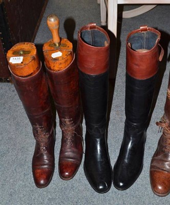 Lot 1435 - A Pair of Gentleman's Leather Top Boots, possibly size 8, with beech trees by Maxwell; and A...