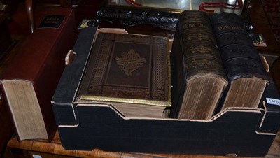 Lot 1476 - Holy Bible, five large family bibles, 18th and 19th century, two with brass clasps