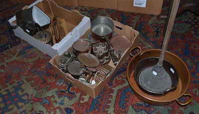 Lot 1485 - A Quantity of Copper, Brass, Jelly Moulds, Pans, Kettle Skillet, etc