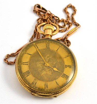 Lot 49 - An 18ct gold ladies fob watch on a 9ct gold chain