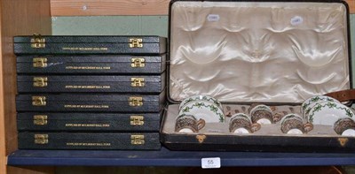 Lot 55 - Six Spode Green Howard plates (boxed), a set of six George Jones coffee cans with silver mounts...