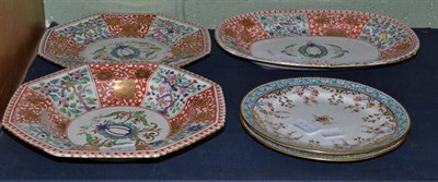 Lot 57 - Three Derby dishes and two Coalport plates