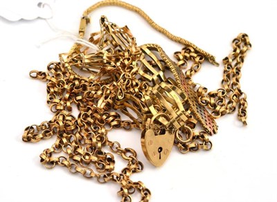 Lot 58 - A damaged 9ct gold necklace and bracelet and two gate bracelets