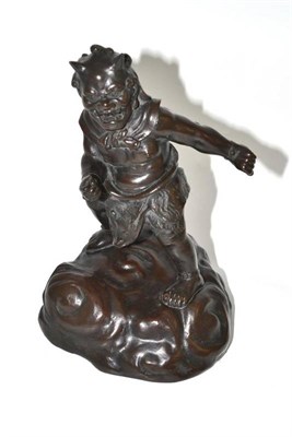 Lot 93 - Japanese bronze modelled as a devil book end, height 20cm