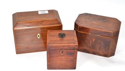 Lot 104 - Three assorted tea caddies, of assorted sizes