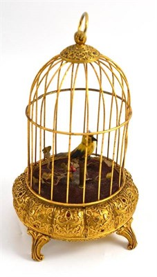 Lot 113 - A gilt metal bird in cage automata, height 26cm