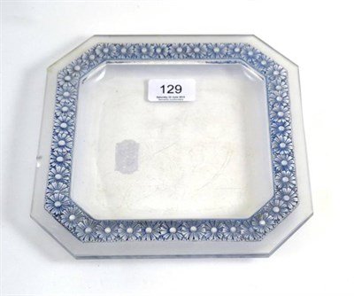 Lot 129 - Rene Lalique frosted glass dish decorated with a floral boarder, diameter 20cm (a.f.)