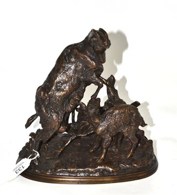 Lot 133 - After P J Mene: Wild goat and kid, bronze, inscribed 'P J Mene', 23.5cm high