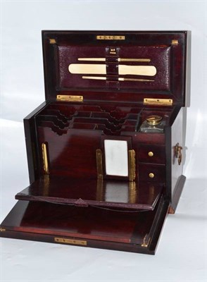 Lot 140 - A late Victorian rosewood and marquetry correspondence cabinet with fall front, 33cm wide