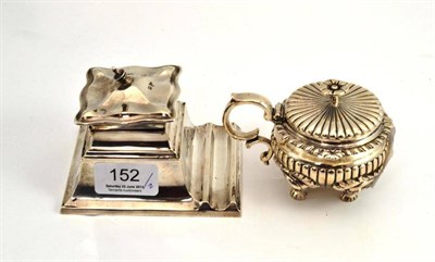 Lot 152 - A Walker & Hall silver inkwell, Sheffield assay, and a Victorian silver mustard, London assay,...