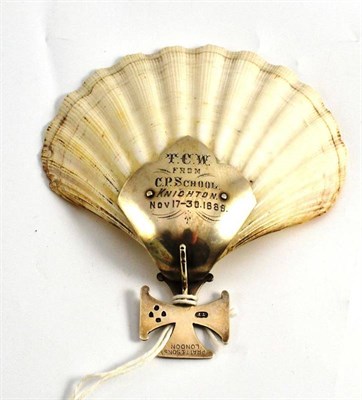 Lot 167 - Silver mounted Christening shell, dated 1889