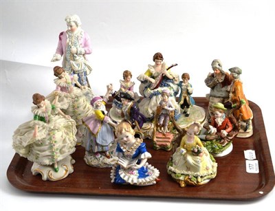 Lot 177 - Ten assorted china figures including Sitzendorf, Capodimonte and Dresden