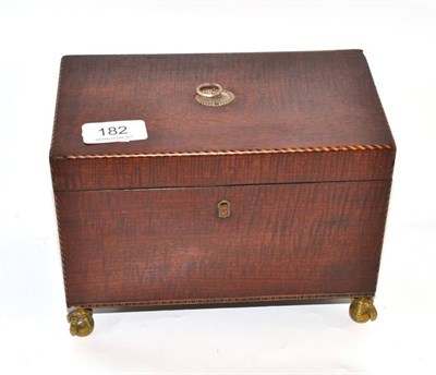 Lot 182 - Fiddle pattern mahogany tea caddy, 21cm wide