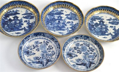 Lot 184 - A pair of 18th century Chinese export dishes and a set of three Chinese export saucer dishes