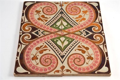 Lot 185 - Set of four Maw & Co tiles, each 6inches