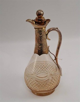 Lot 205 - Silver and glass claret jug, height 31cm