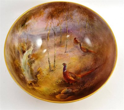 Lot 209 - Royal Worcester fruit bowl painted by James Stinton, diameter 22cm (a.f.)