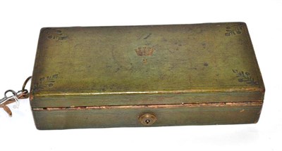 Lot 211 - A leather box with Earl Spencer's insignia, and key, 27cm wide