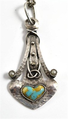 Lot 305 - Silver enamel Art Nouveau pendant