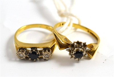 Lot 306 - Two 18ct gold sapphire and diamond rings