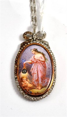 Lot 315 - Diamond and enamel pendant