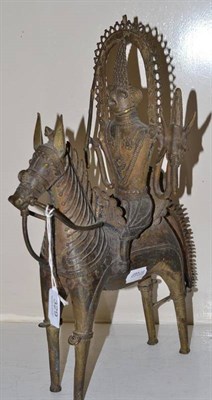 Lot 329 - A bronze Indian figure on a horse, height 44cm