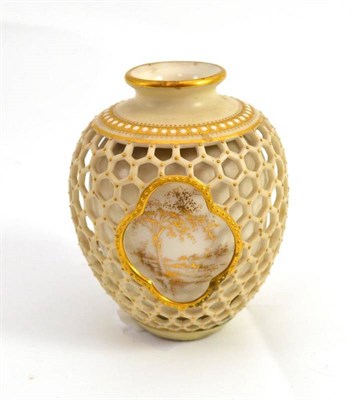 Lot 360 - Royal Worcester reticulated vase, height 8.5cm