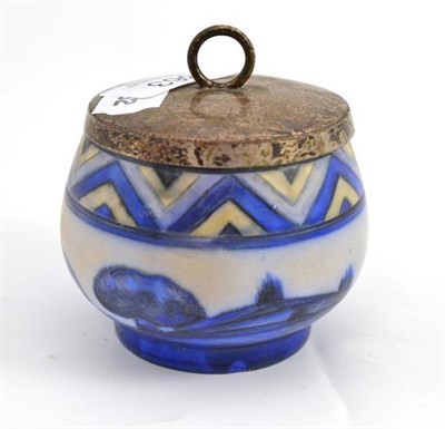 Lot 363 - Moorcroft Dawn pattern jam pot and cover