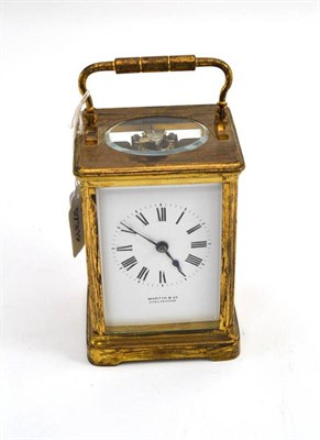 Lot 365 - A French carriage clock, Martin & Co, Cheltenham, 14cm