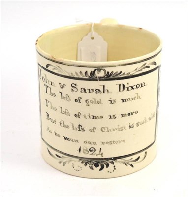 Lot 373 - Documentary creamware mug, John and Sarah Dixon 1824