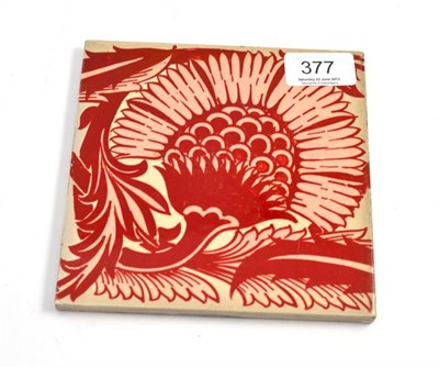 Lot 377 - William de Morgan BBB ruby lustre tile (unmarked)