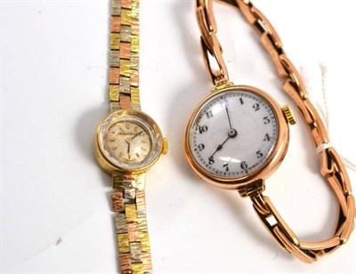 Lot 412 - Two 9ct gold lady's wristwatches