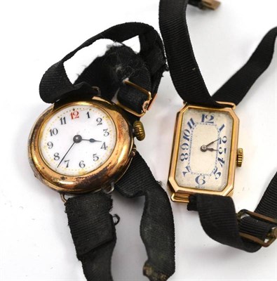 Lot 417 - Two lady's wristwatches, cases stamped 375 and 15 625