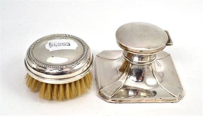 Lot 433 - Capstan silver inkwell and brush