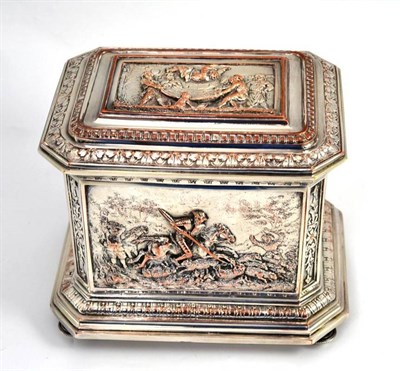 Lot 481 - A 19th century Elkington style silver plated Don Quixote biscuit box