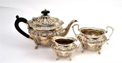 Lot 483 - A three piece silver bachelors tea set, Sheffield 1897