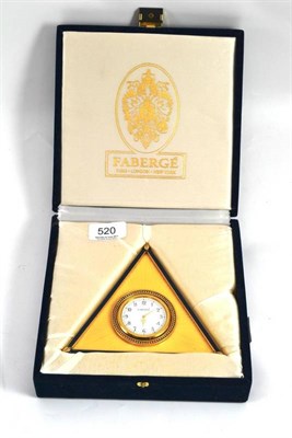 Lot 520 - An enamel and pearl set desk timepiece, inscribed Fabergé, in case