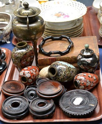 Lot 523 - A 19th century novelty inkwell concealed in two books and assorted hardwood stands