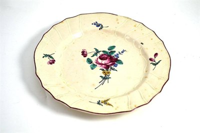 Lot 555 - 18th century botanical plate with osier border, diameter 23cm