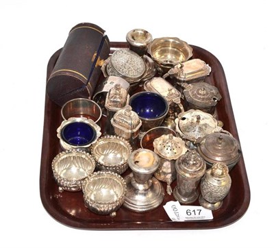 Lot 617 - Tray of assorted silver condiments and napkin rings