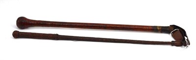 Lot 626 - A leather covered riding crop as a swordstick and another leather covered clubstick/crop (3)