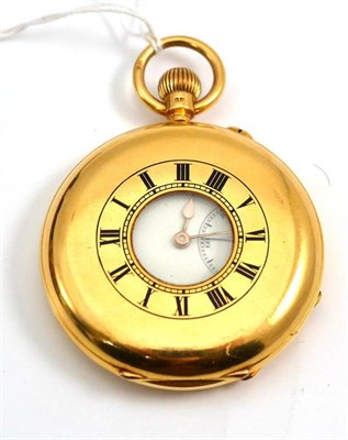 Lot 648 - An 18ct Benson half hunter pocket watch initialled AJR, boxed