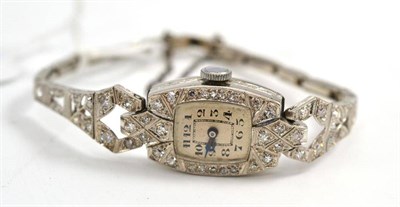 Lot 652 - Art Deco diamond set wristwatch