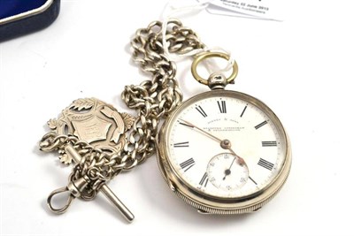 Lot 661 - Pinney & Sons silver pocket watch and watch chain