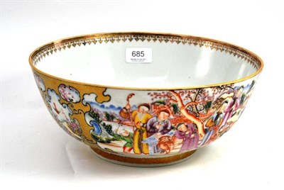 Lot 685 - A Chinese 'famille rose' export punch bowl (cracked), diameter 28.5cm