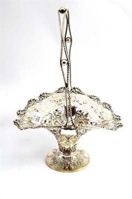 Lot 700 - Pierced silver basket with high fixed handle