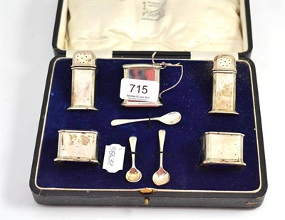 Lot 715 - Silver condiment set cased