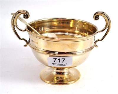 Lot 717 - Silver double handled bowl and spoon