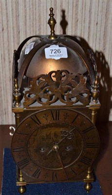 Lot 726 - Brass lantern clock, with fusee movement