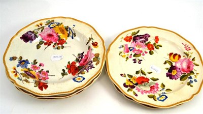 Lot 736 - Five Derby floral plates